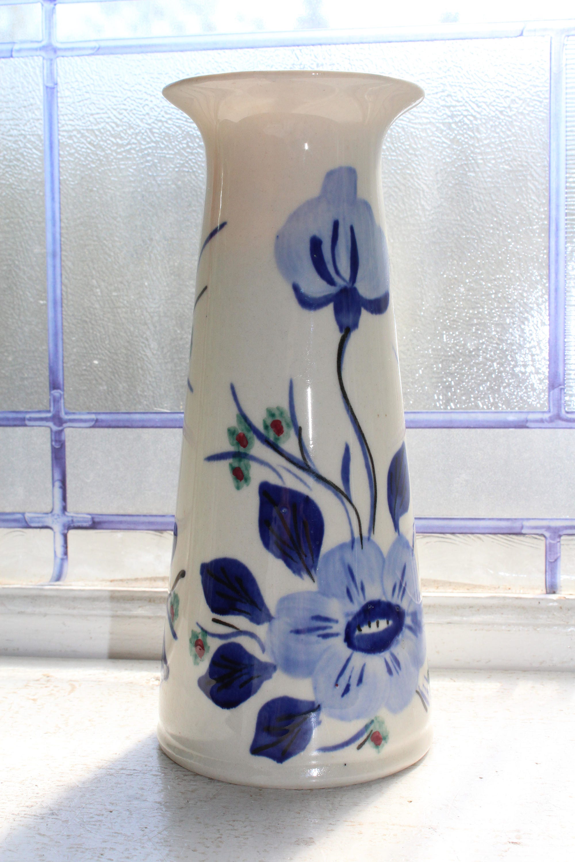 Blue Ridge Pottery Vase Vintage Blue and White Mood Indigo