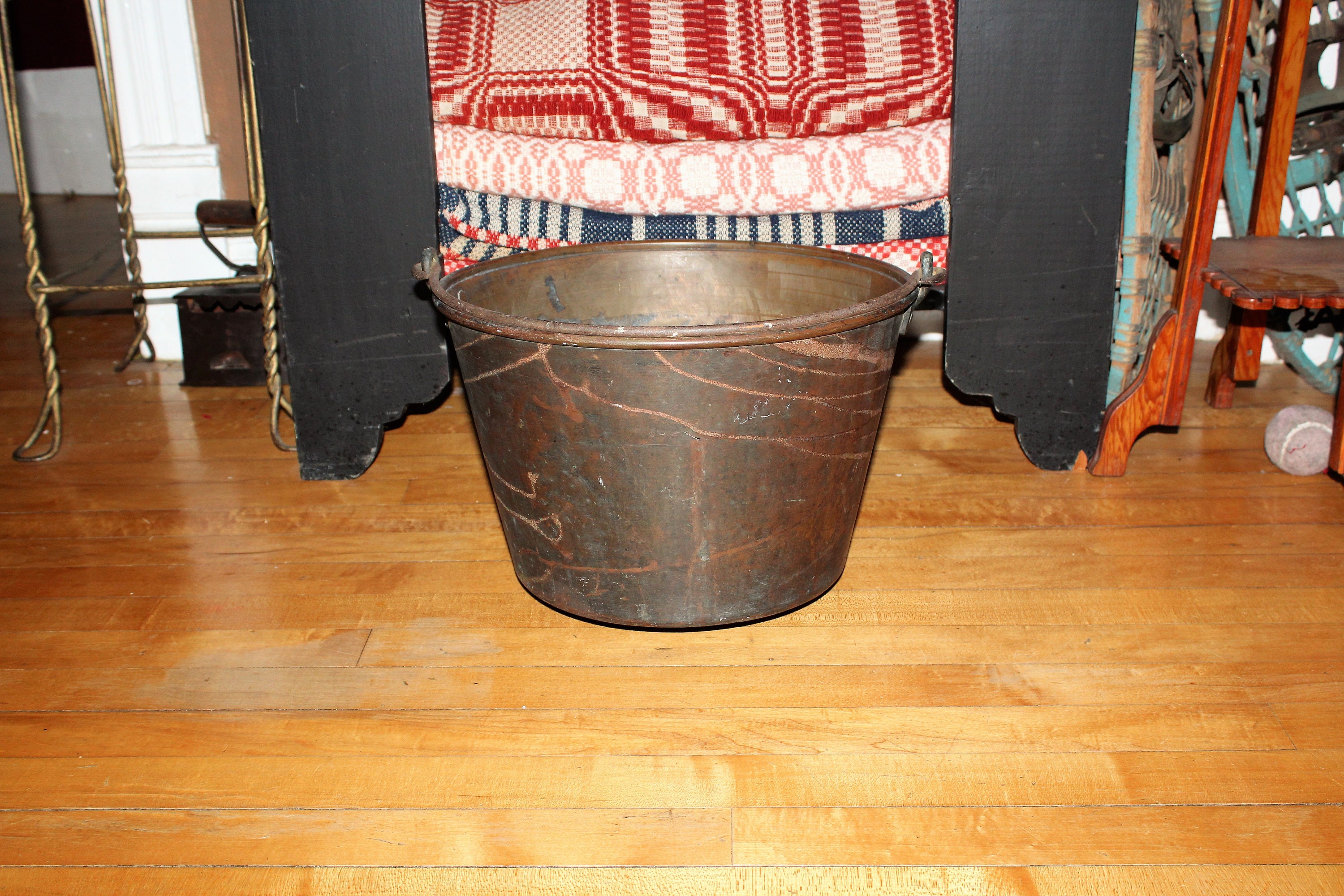 Antique Brass Pail Bucket Hayden's Circa 1850s Farmhouse Decor