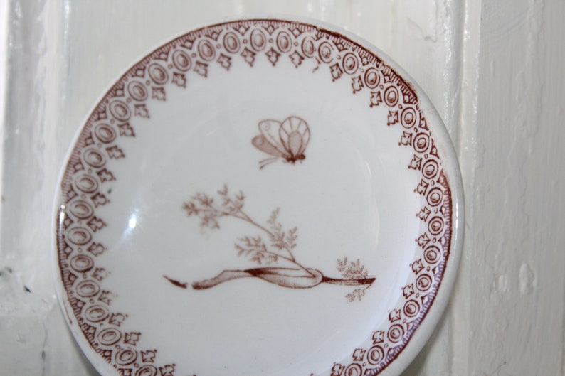 Antique 1878 Butter Pat T & R Boote Summer Time Brown Transferware image 2