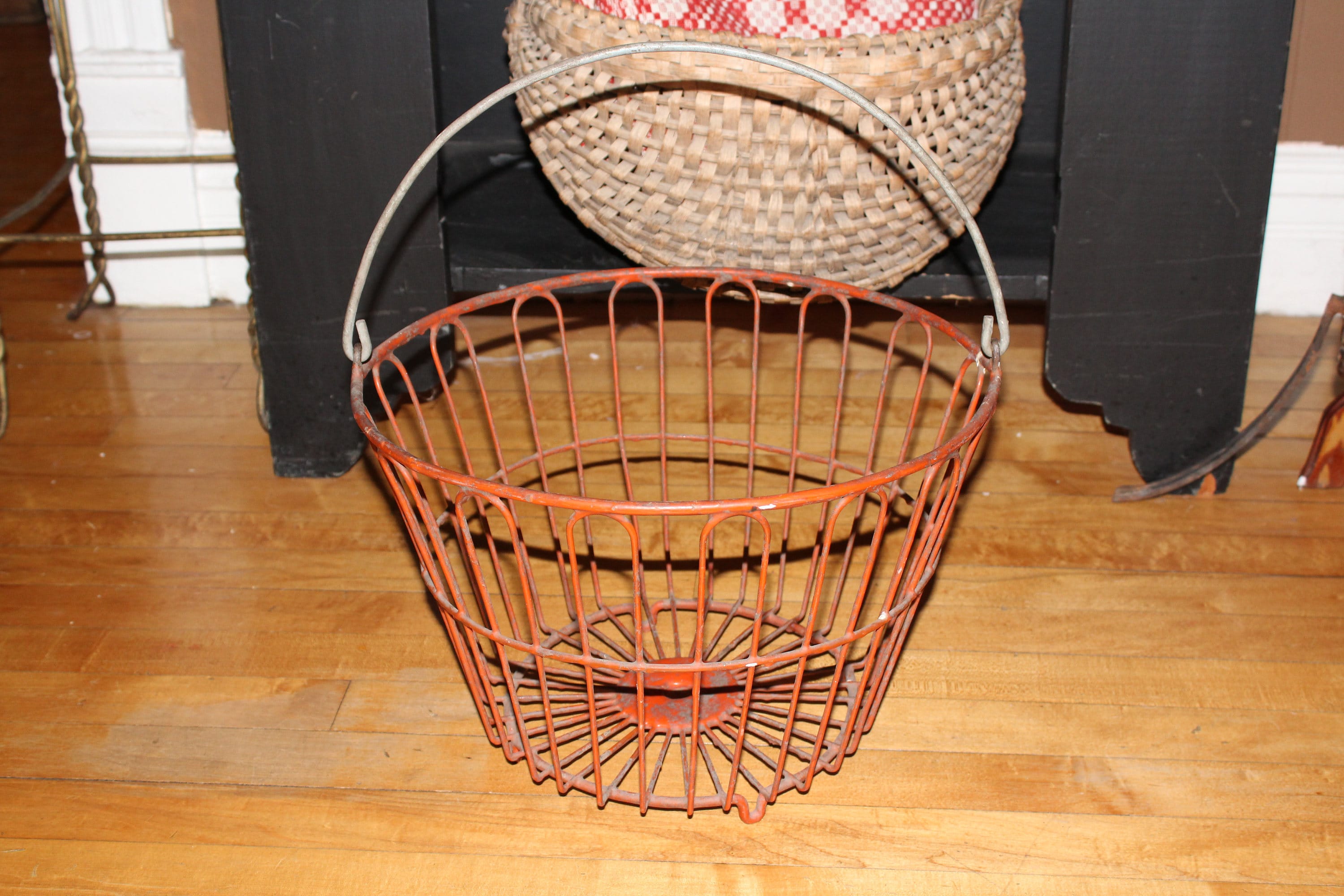 Vintage Metal Potato Basket Rustic Farmhouse Decor