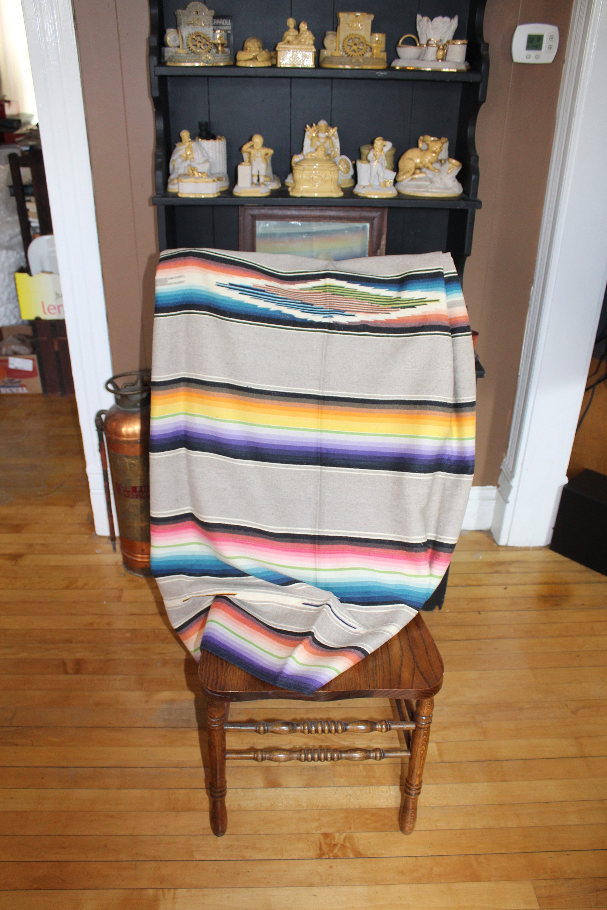 Large Vintage Mexican Wool Rug Southwestern Decor