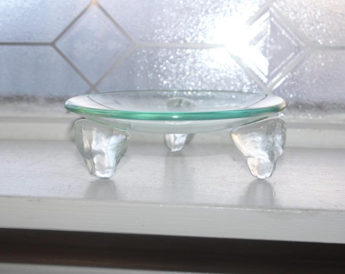 Vintage Tripod Footed Glass Dish Candle Holder