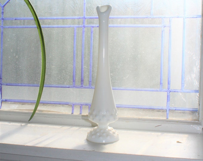 Milk Glass Hobnail Bud Vase Vintage 1960s