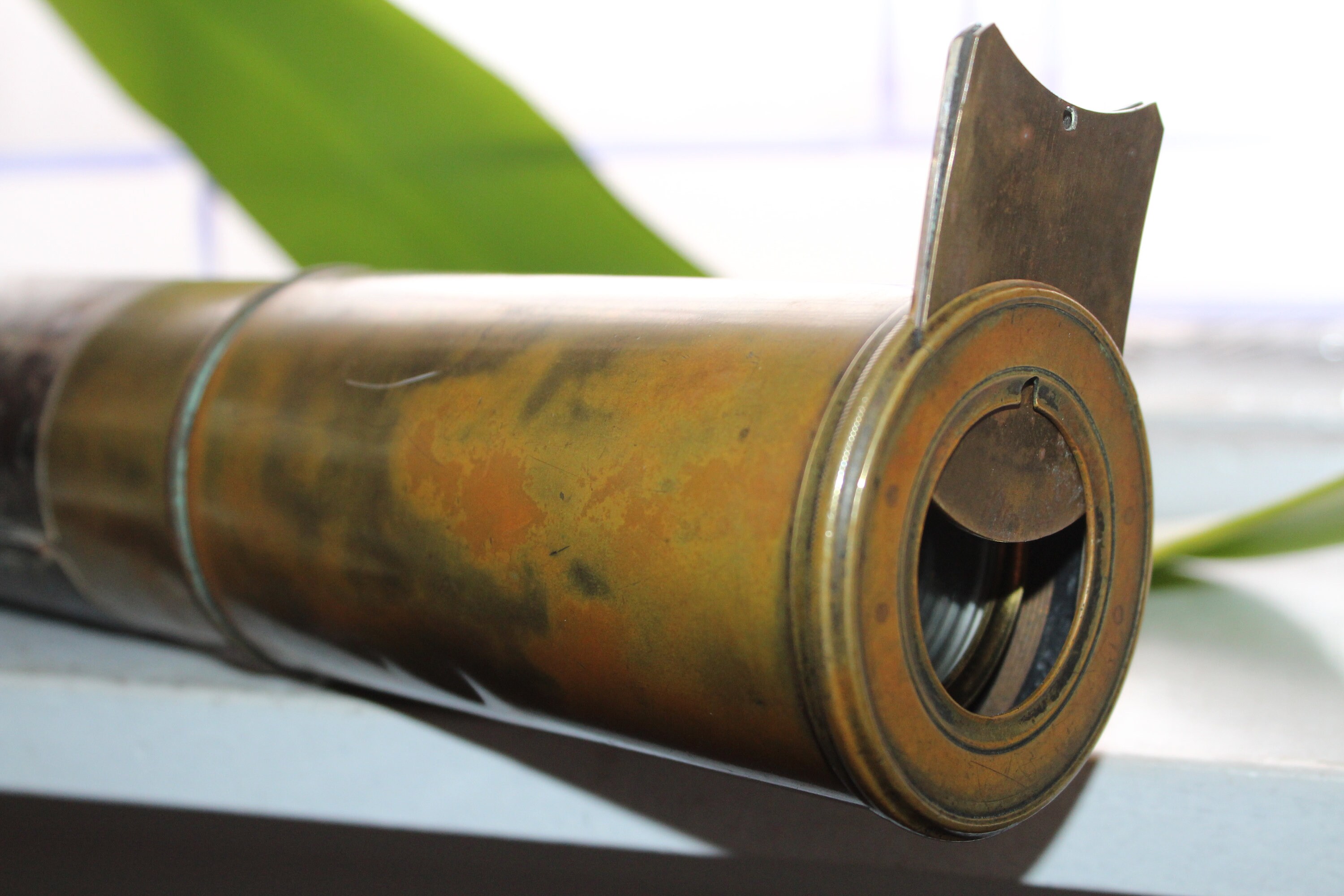 Antique Leather and Brass Marine Telescope 1800s Spyglass 38.75
