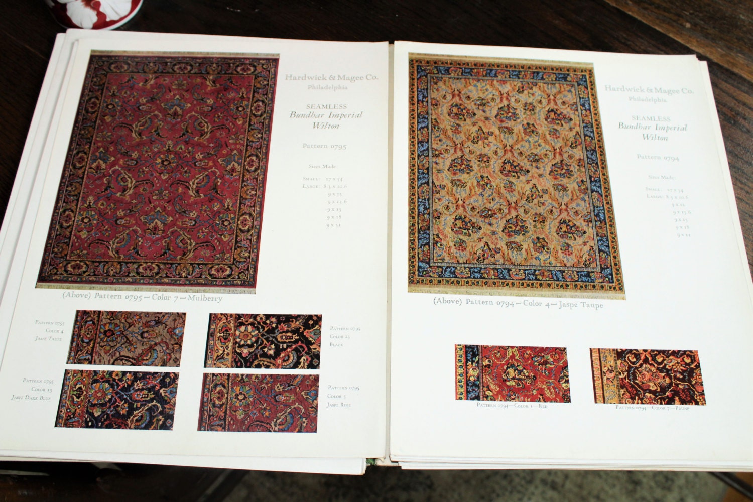 Vintage 1920s Rug Catalog 36 Color Plates Hardwick & Magee Wilton
