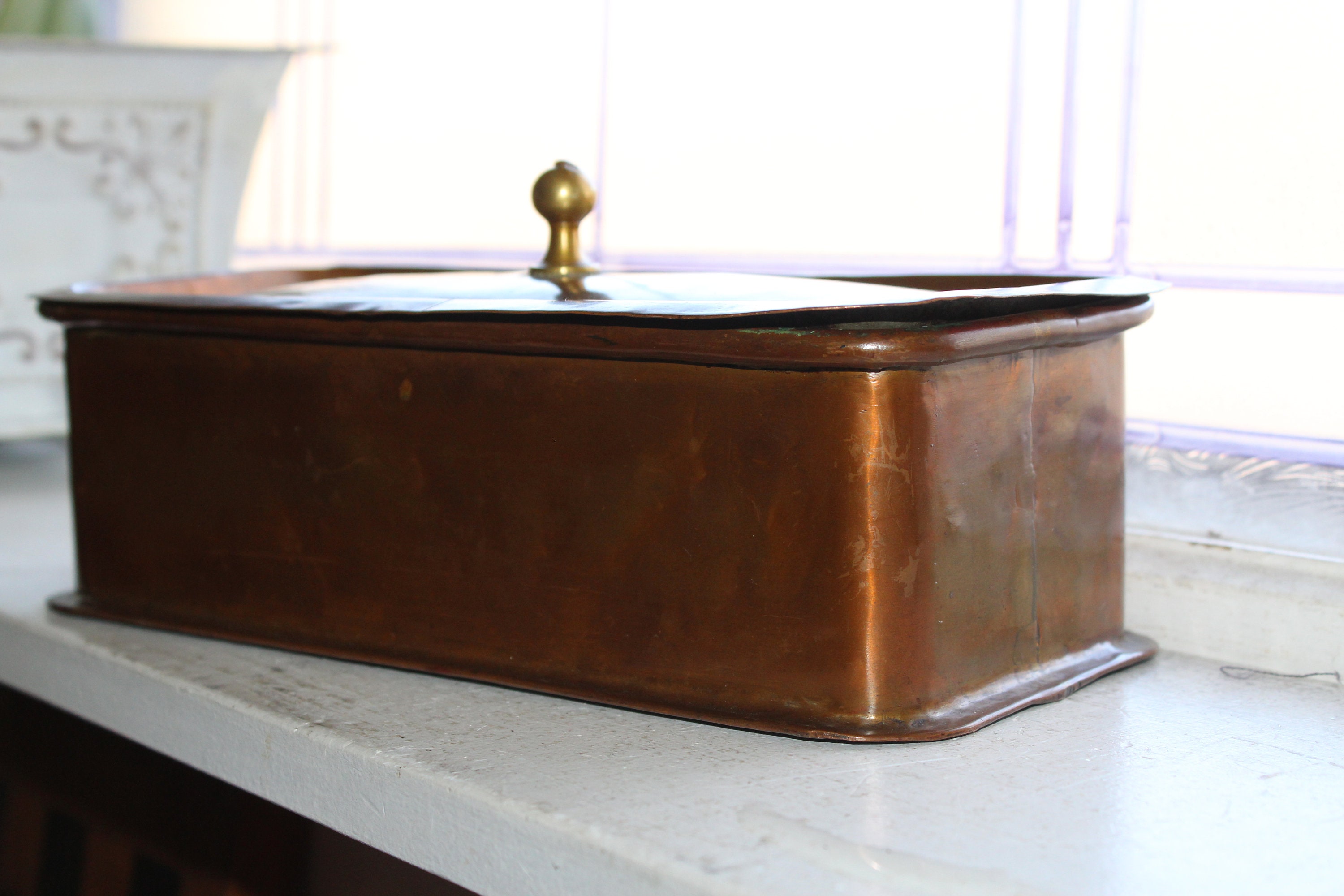 Antique Copper Fish Poacher Pan & Lid Early 1900s