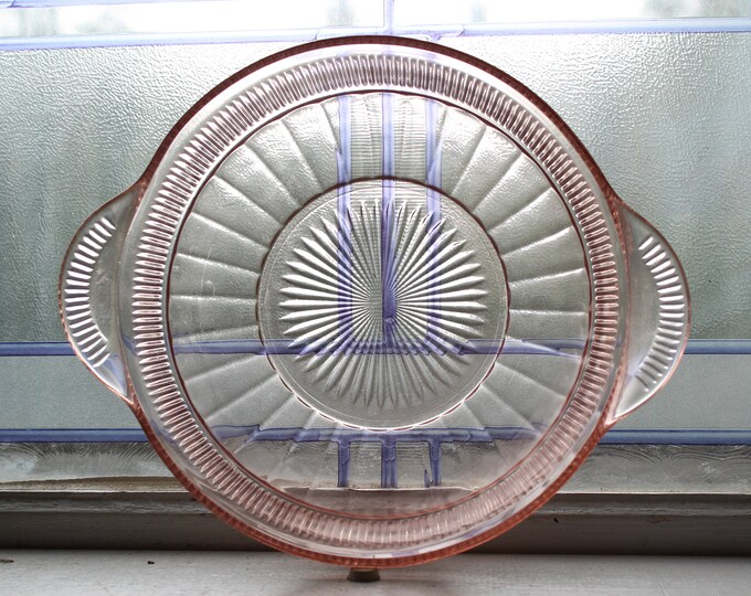 Pink Depression Glass Serving Bowl Coronation Vintage 1930s