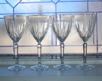 4 Waterford Crystal Sparkle Wine or Water Glasses 8 1/4" Stemware