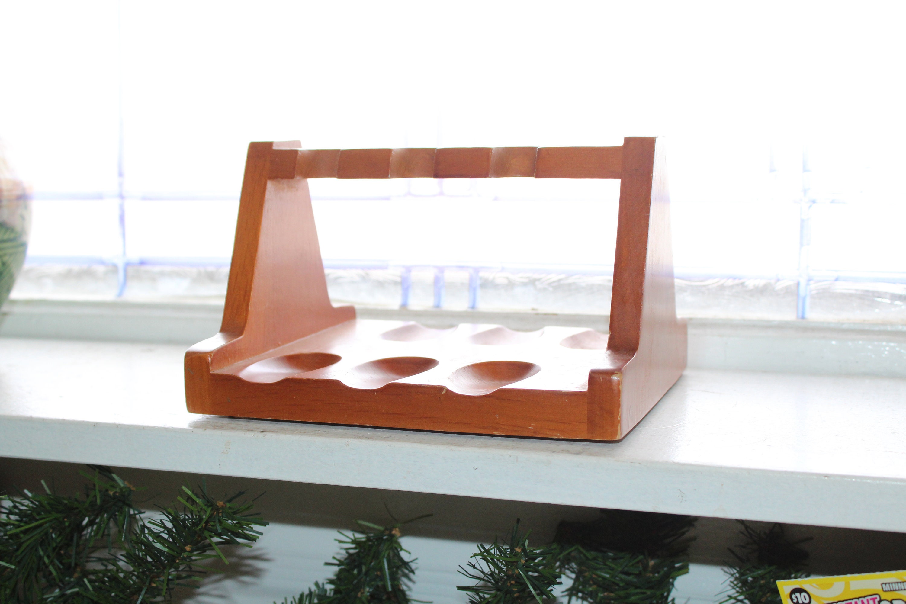 Vintage Wood Tobacco Pipe Rack Stand 1950s