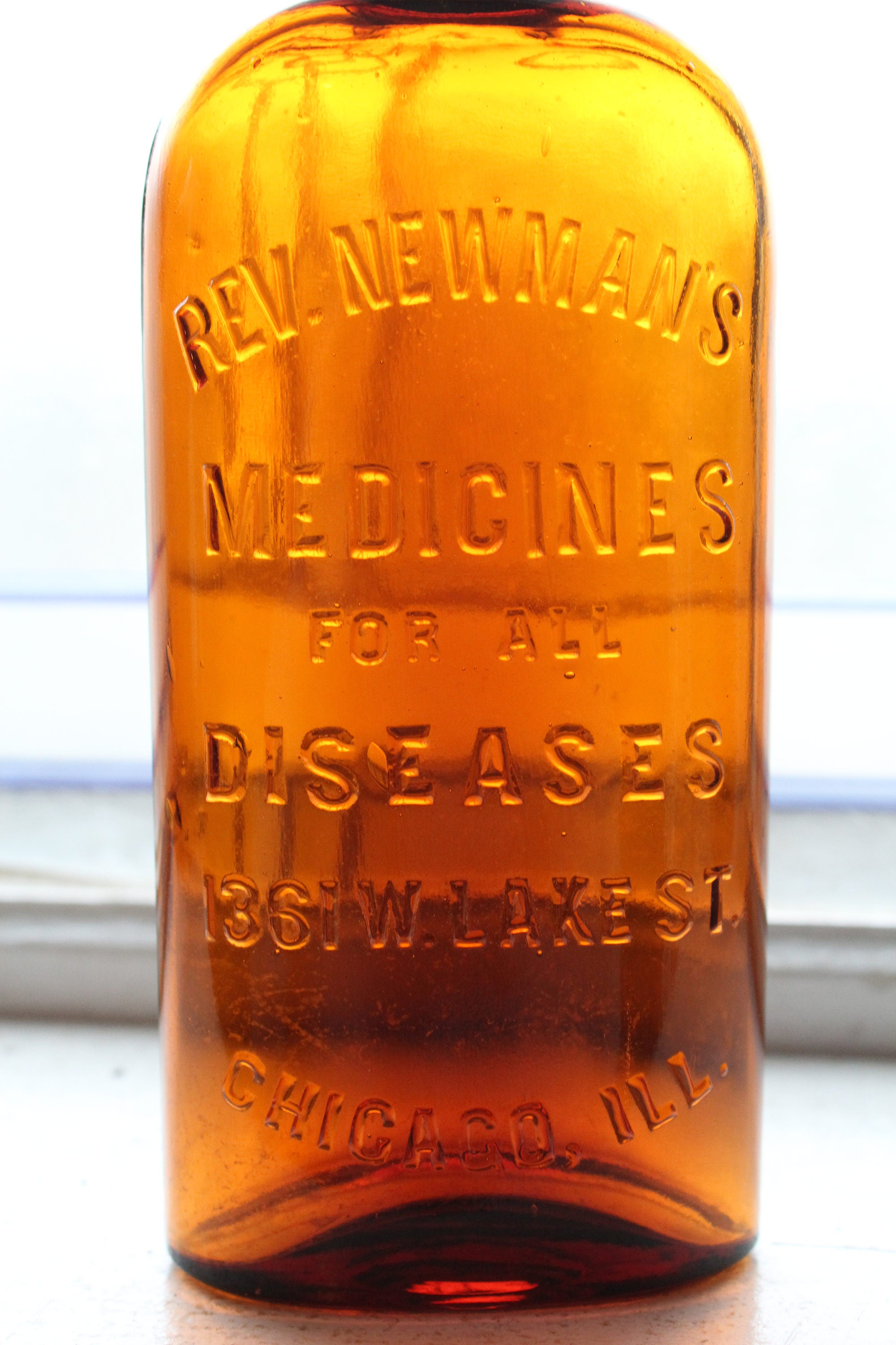 Antique Quack Medicine Bottle Rev Newman's Medicines Chicago