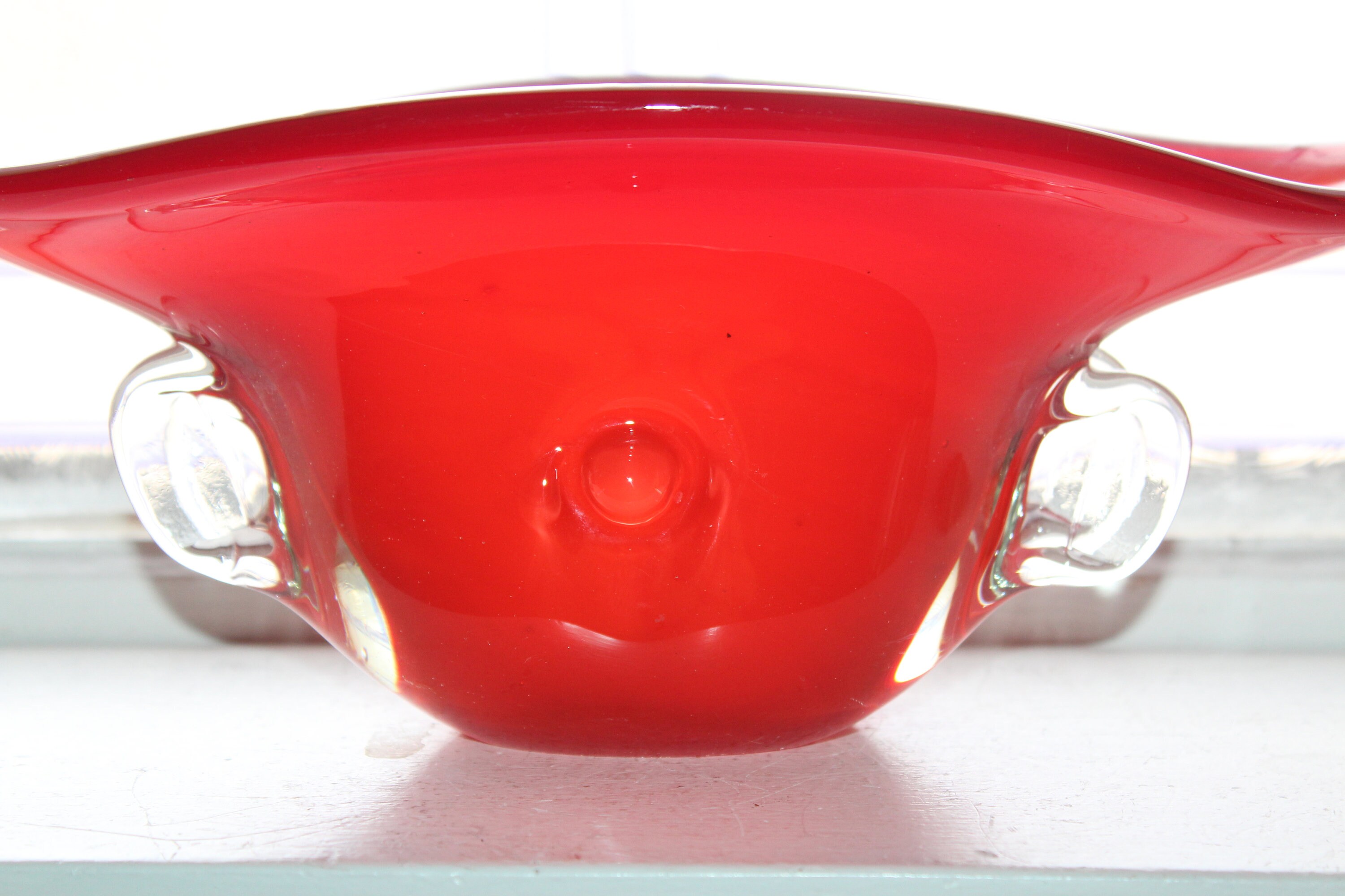 Large Mid Century Art Glass Console Bowl Centerpiece