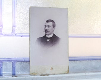 Antique Carte De Visite Photograph Victorian Man with Mustache 1800s