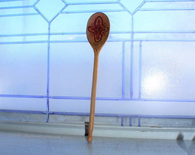 Vintage Rosemaled Wooden Spoon Norwegian Nordic Folk Art