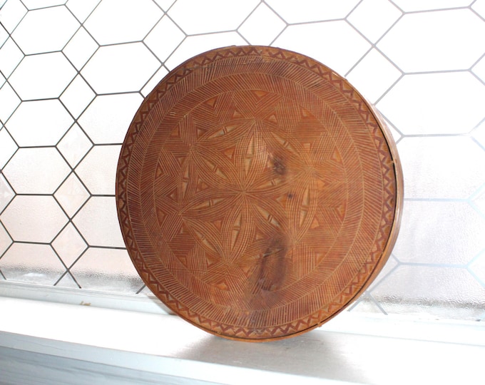 Large Antique Norwegian Pantry Box Chip Carved Wood Tine Box 1800s Folk Art