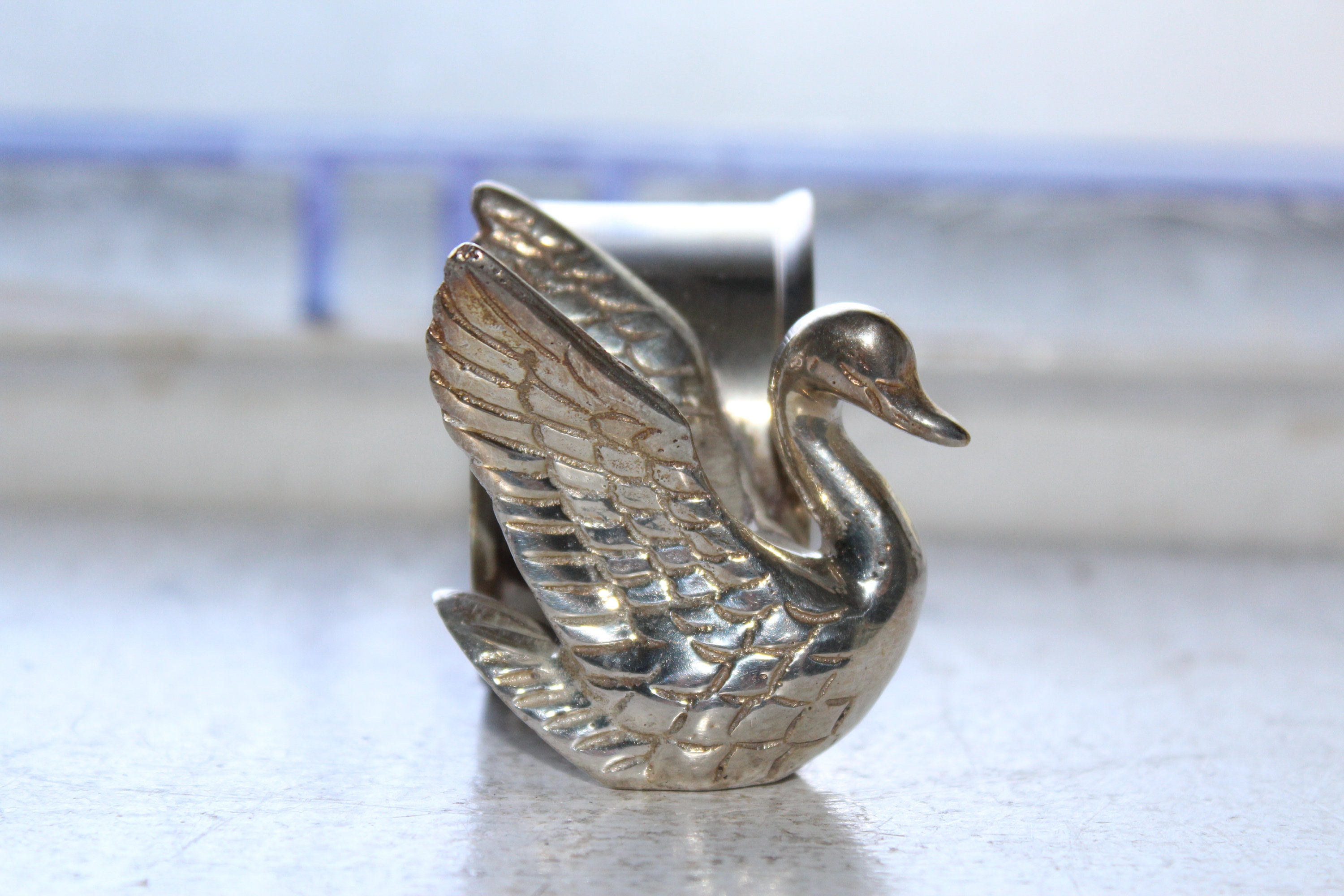 Vintage Figural Silverplate Napkin Ring Swan International Silver Co