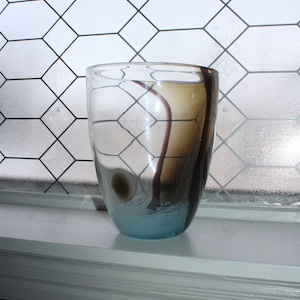 Grande vaso in vetro UCI turchese e marrone