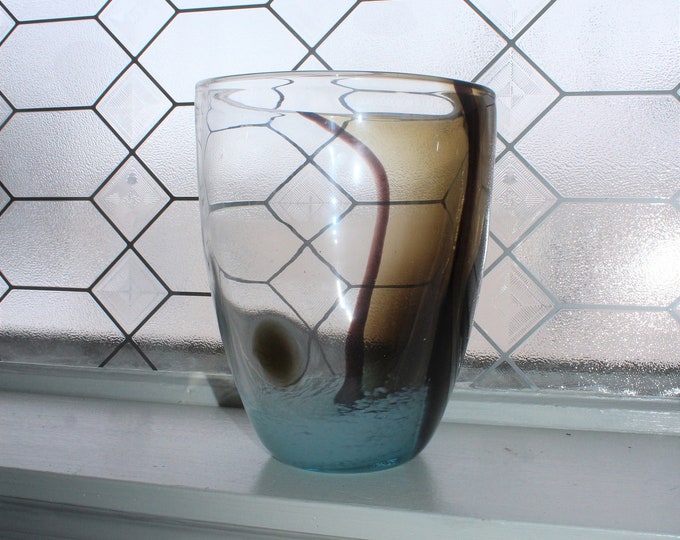 Large UCI Glass Vase Turquoise and Brown