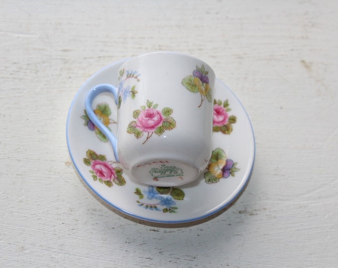 Vintage Shelley Miniature Tea Cup and Saucer Rose Pansy Forget Me Not