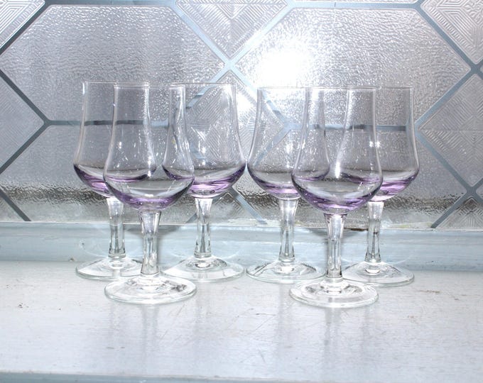 5 Vintage Sasaki Lilac Liqueur Glasses SAS20 Purple Stemware