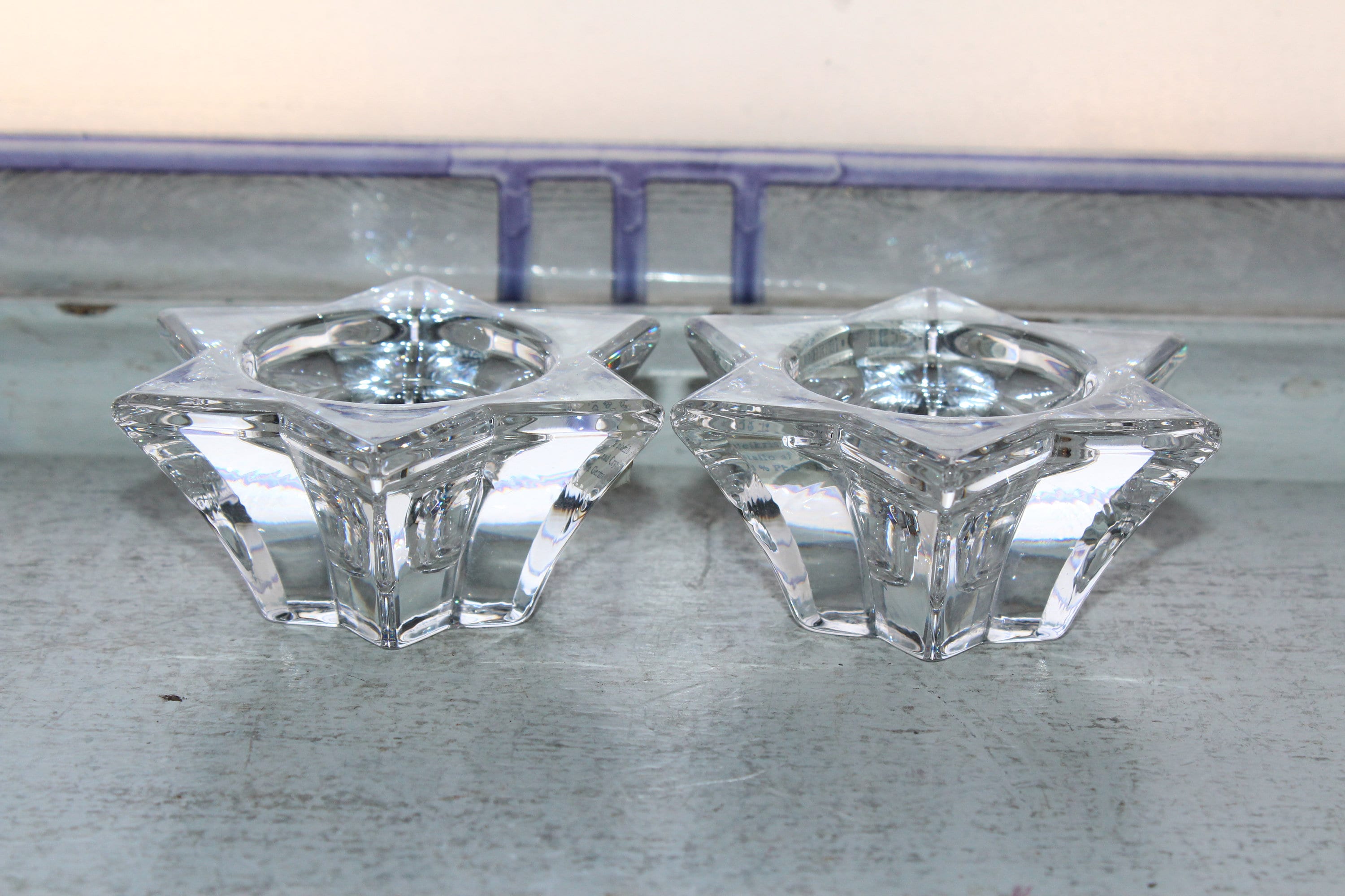 Villeroy and Boch Crystal Candlestick Holders Pair