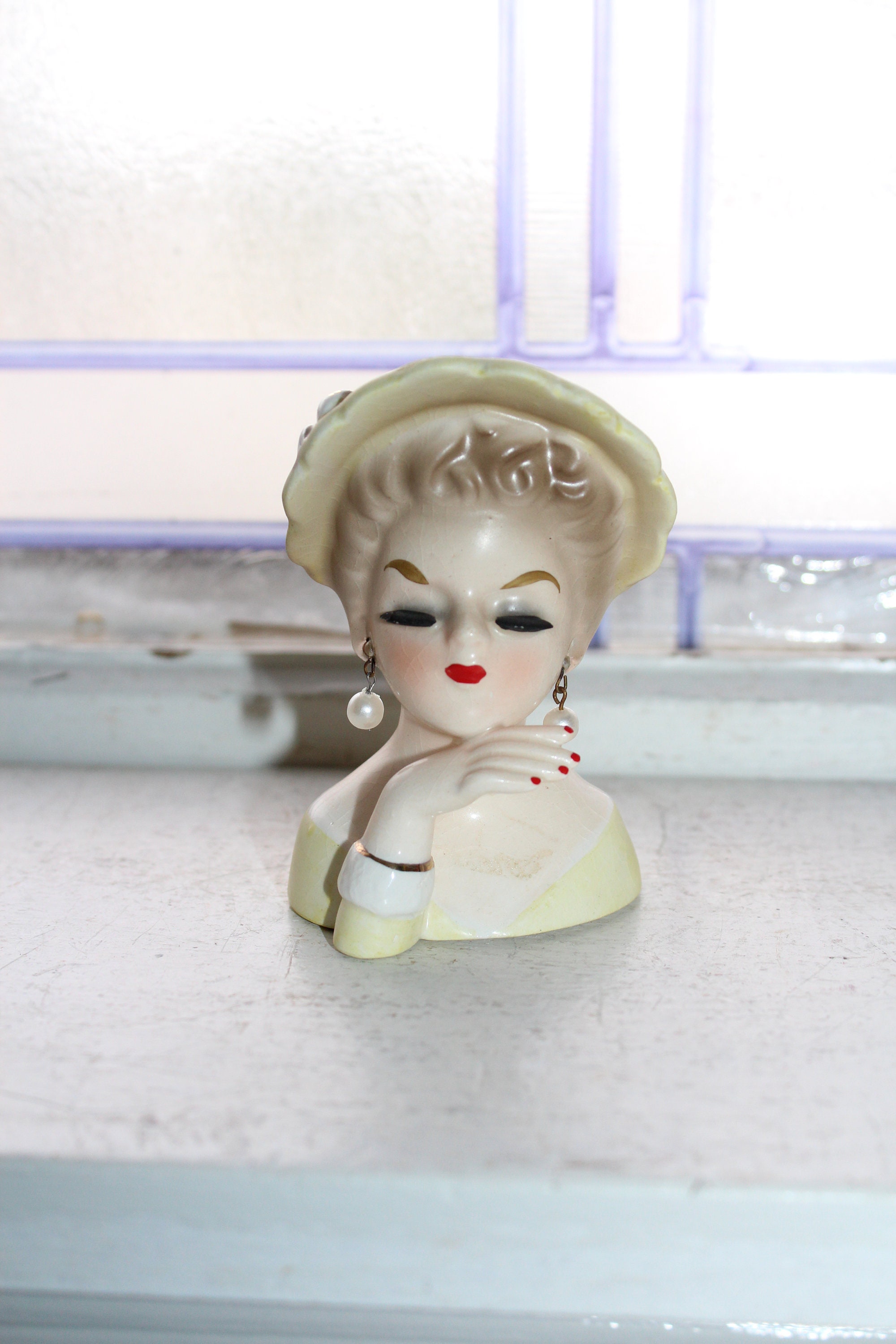 Vintage Lady Head Vase Inarco E774 1960s