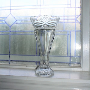 Elegant Vintage Crystal Trumpet Vase 12 Inch