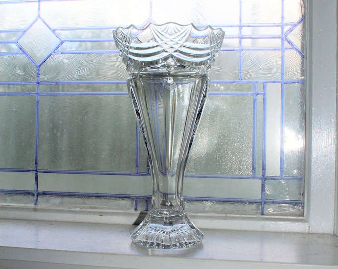 Elegant Vintage Crystal Trumpet Vase 12 Inch