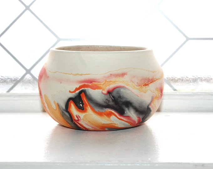 Vintage Nemadji Pottery Bowl Southwestern Swirl Style