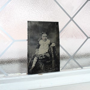 Antique Tin Type Photograph Victorian Toddler Girl 1800s