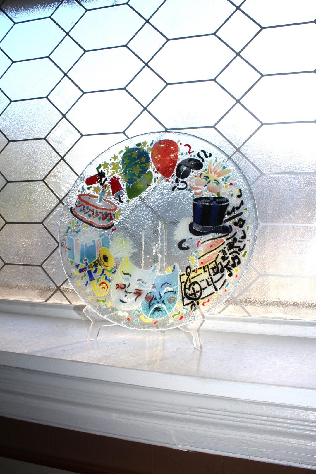 Peggy Karr ペギーカー フュージドガラス プレート アジサイ 皿 Large Peggy Karr Fused Glass Mardi Gras Celebration Platter - Etsy