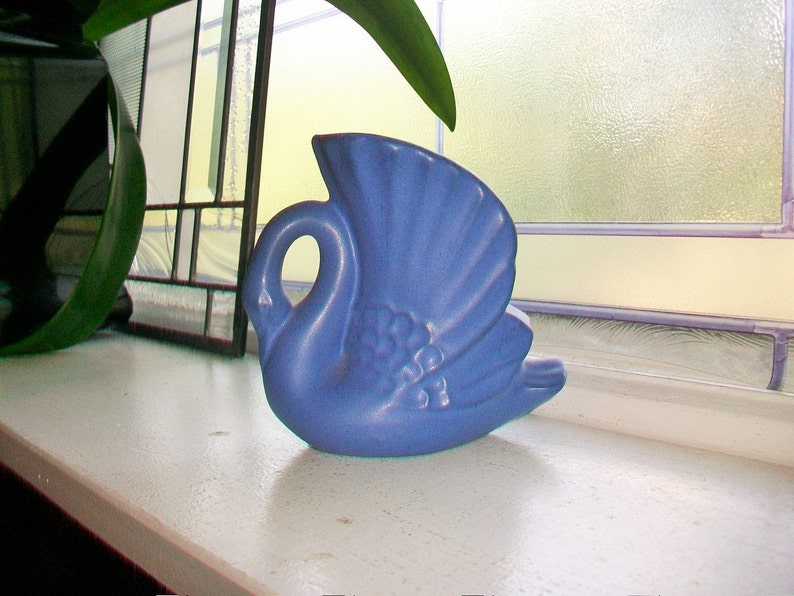 Vintage Planter Vase Rosemeade Pottery Blue Swan Etsy