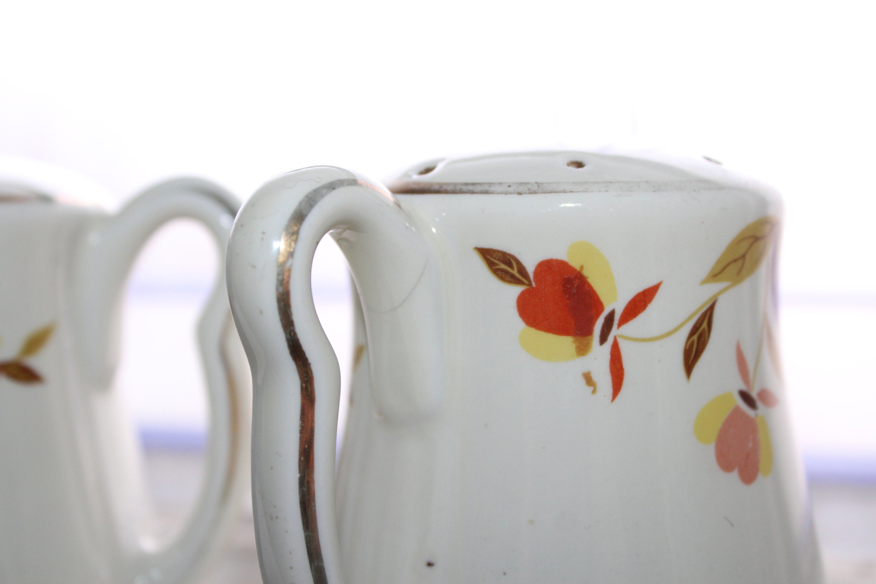 Hall Autumn Leaf Large Salt and Pepper Shakers Jewel Tea Vintage 1950s