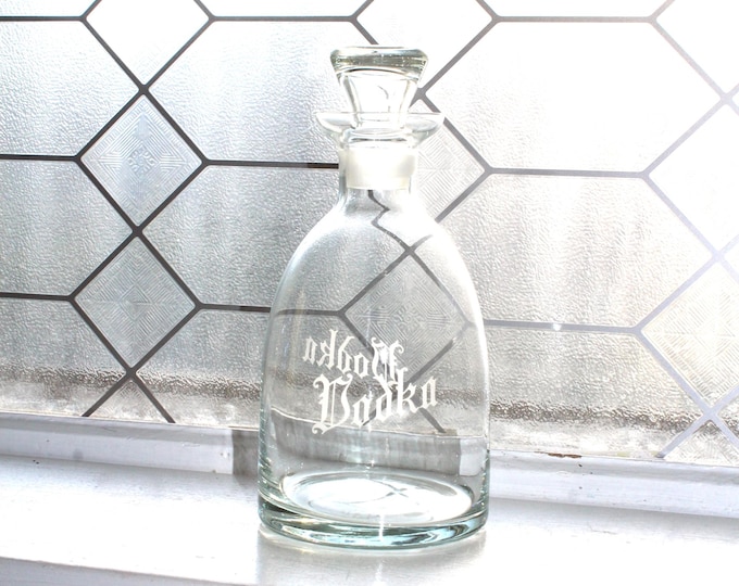 Mid Century Glass Vodka Decanter Vintage Barware