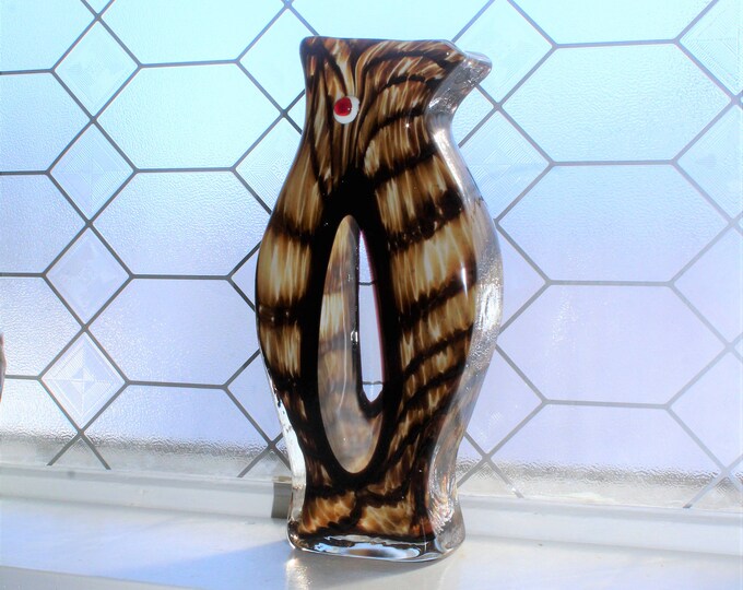 Large Art Glass Vase Abstract Bird Tortoiseshell