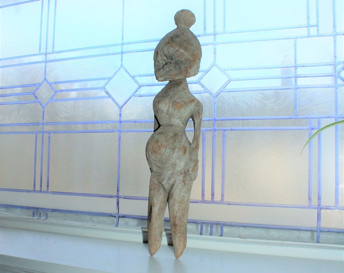 Antique African Folk Art Carved Wood Figure Mali Dogan Ceremonial