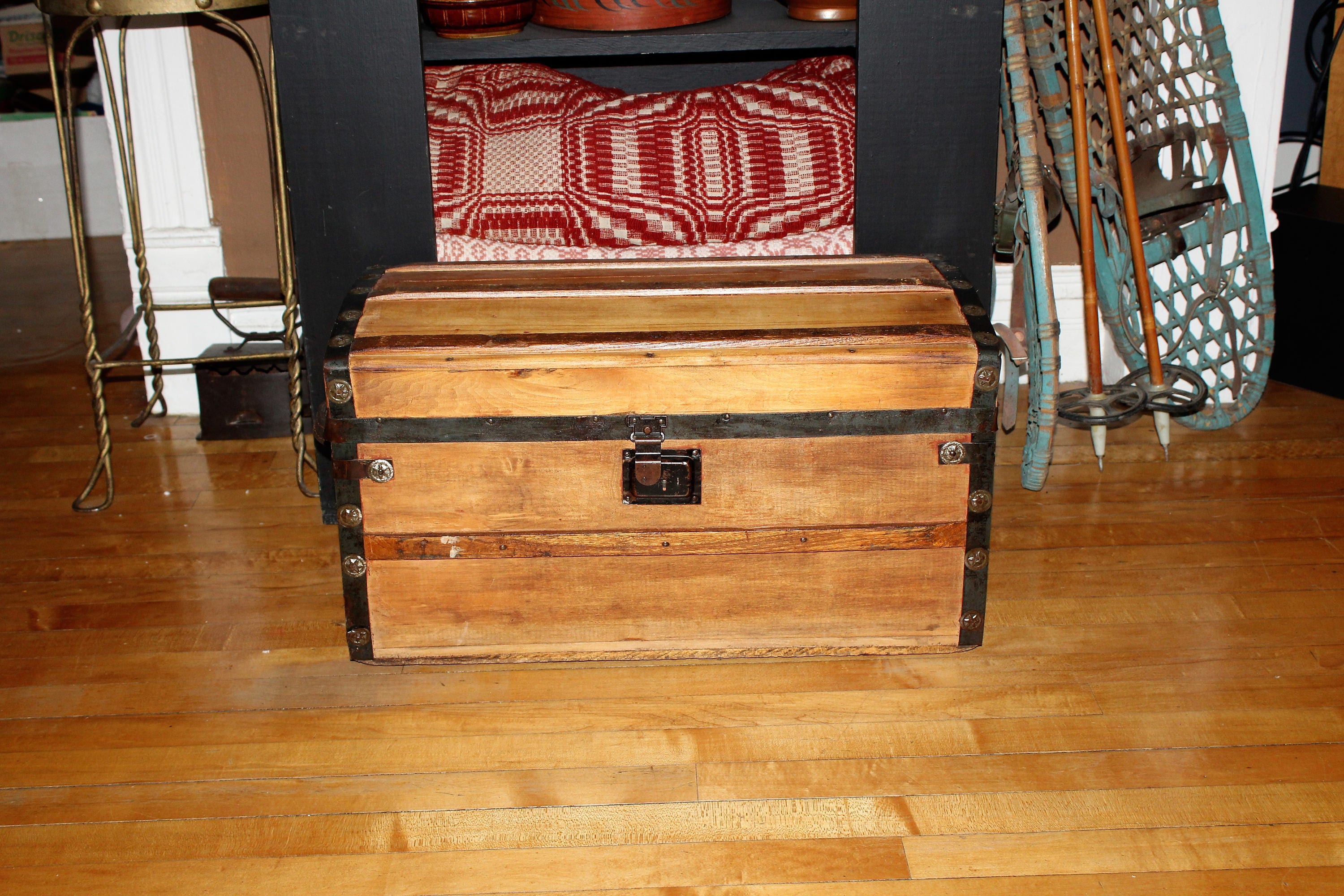 1800's Antique Vintage Steamer Dome Trunk Chest