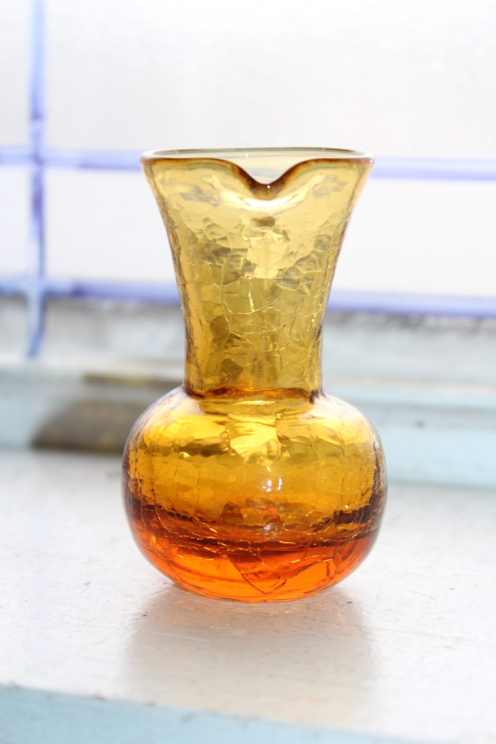 Vintage Orange Crackle Glass Cruet Pitcher