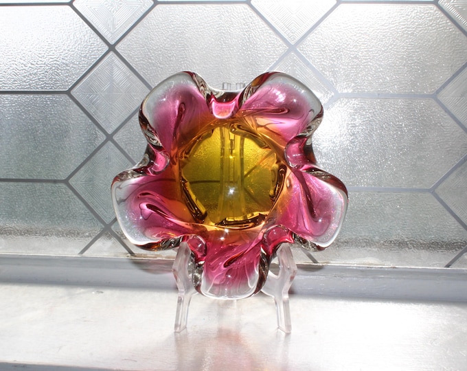 Vintage Josef HOSPODKA Art Glass Bowl Czechoslovakian 1960s