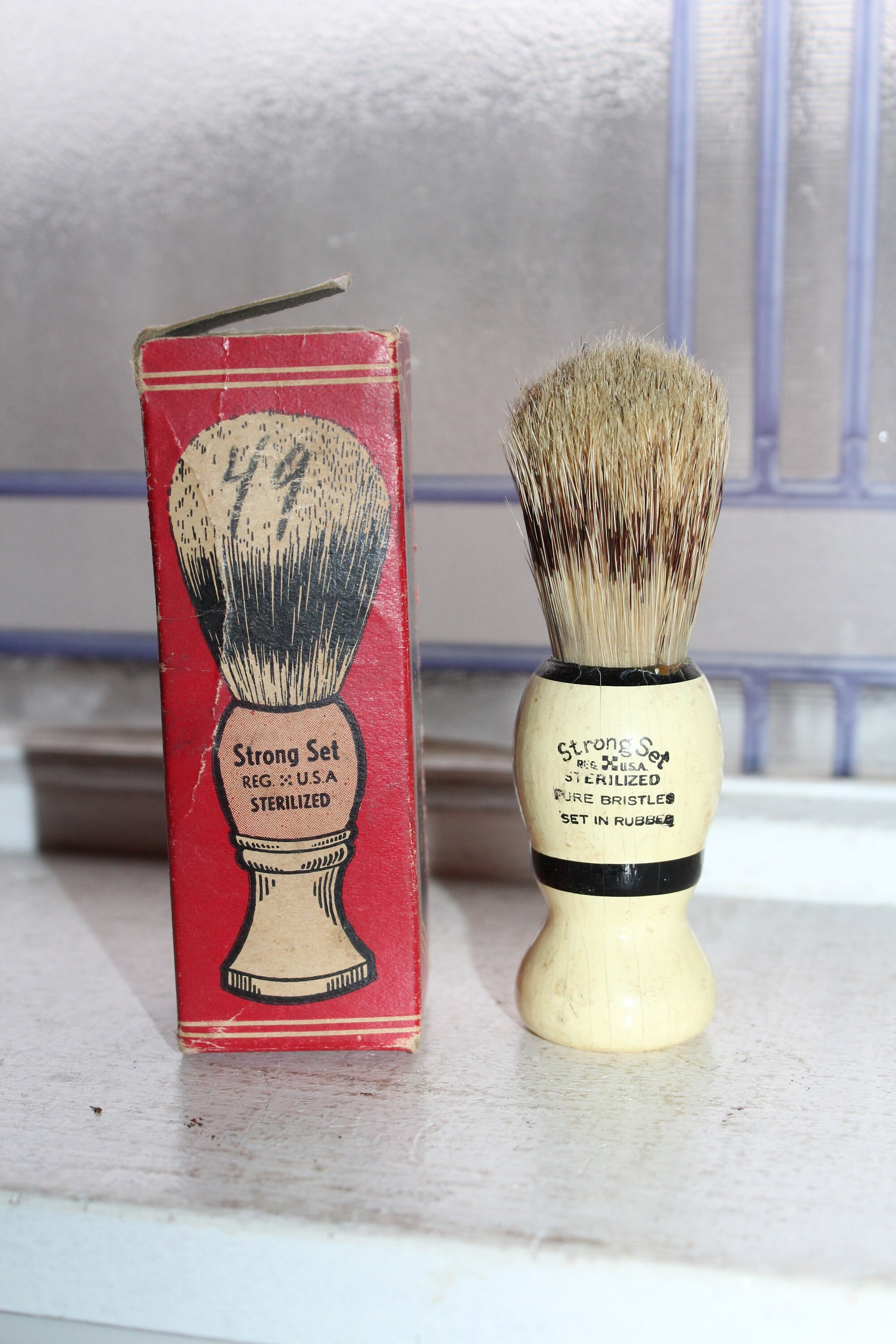 Vintage Badger Hair Shaving Brush 1940s Strong Set with Box