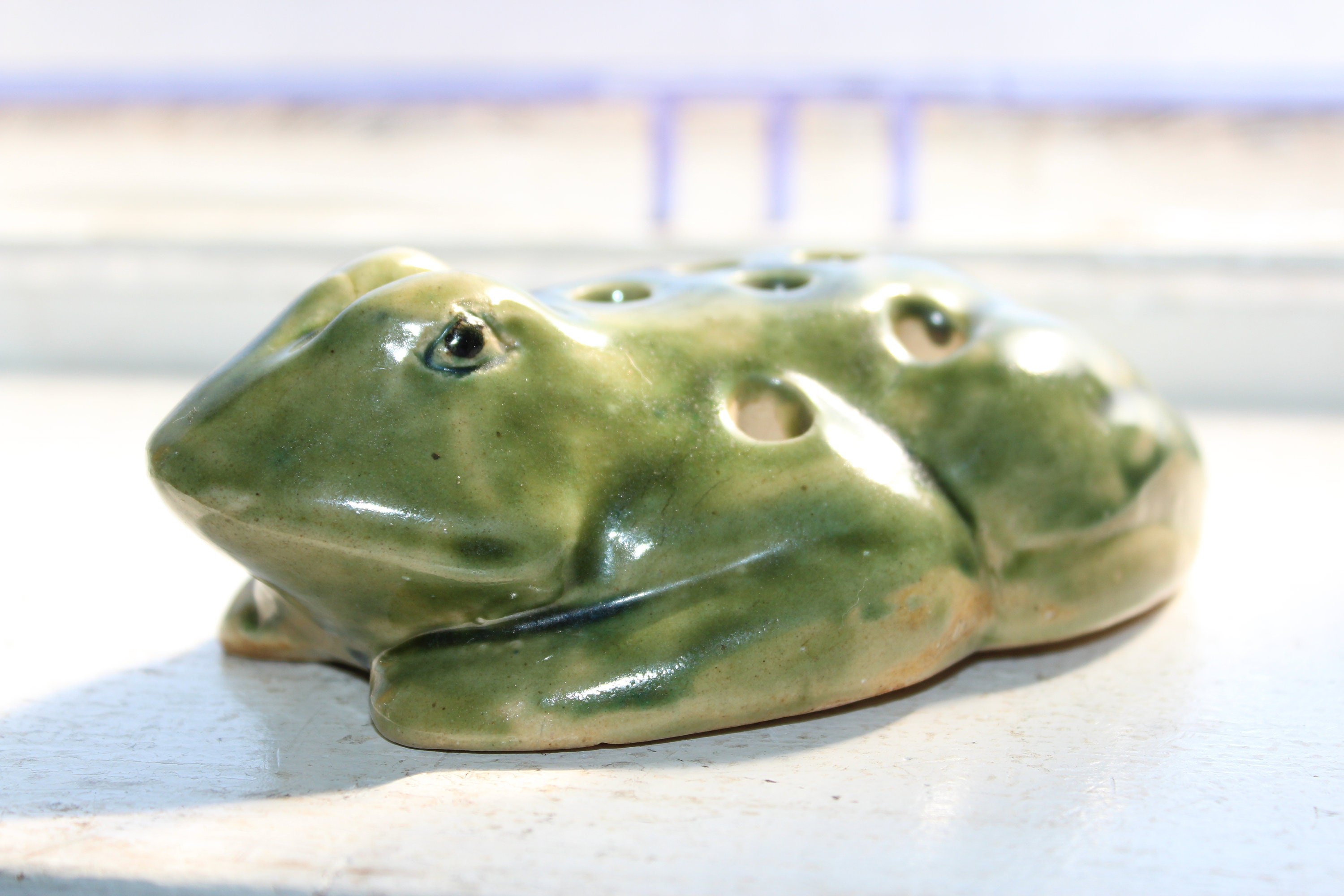 Toad Flower Frog Vintage Art Pottery Garden Lawn Ornament