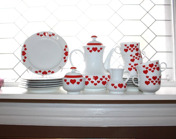 Vintage Winterling Hearts Mid Century Luncheon Set Tea Service