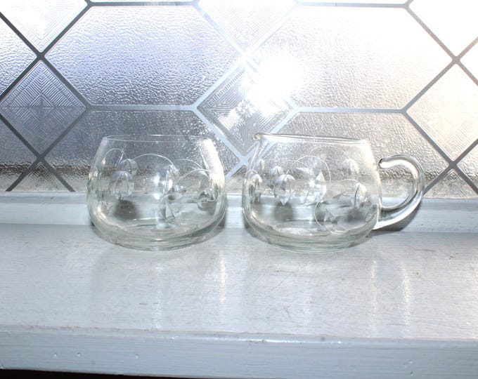 Vintage Glastonbury Lotus Gloria Clear Crystal Sugar and Creamer