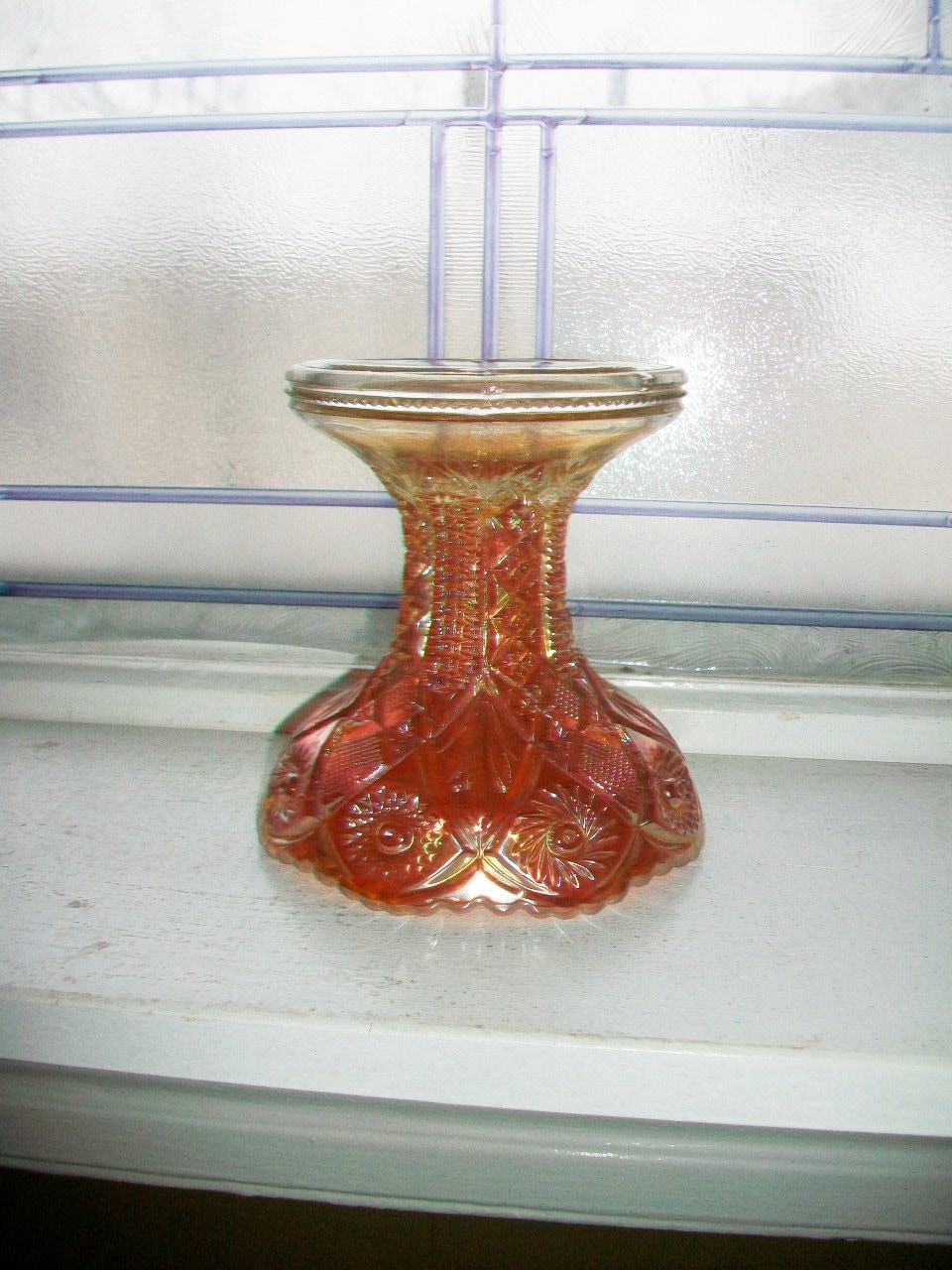 Imperial Glass Carnival Punch Bowl Stand Pedestal Base Marigold Vintage