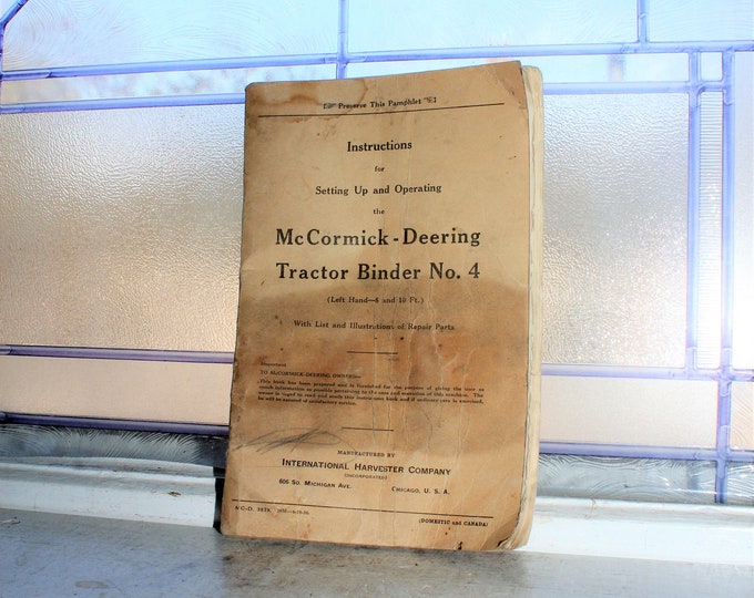 McCormick Deering Tractor Binder No. 4 Manual Vintage 1936