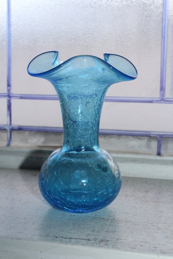 工芸品 BLUE ORIGINAL PERSIAN GLASS HAND MADE Cobalt Blue Authentic Persian Hookah Glass Vase - Stored for