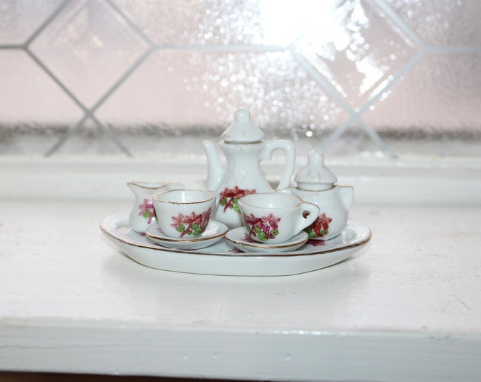 Vintage Porcelain Rosebud Mini Tea Set