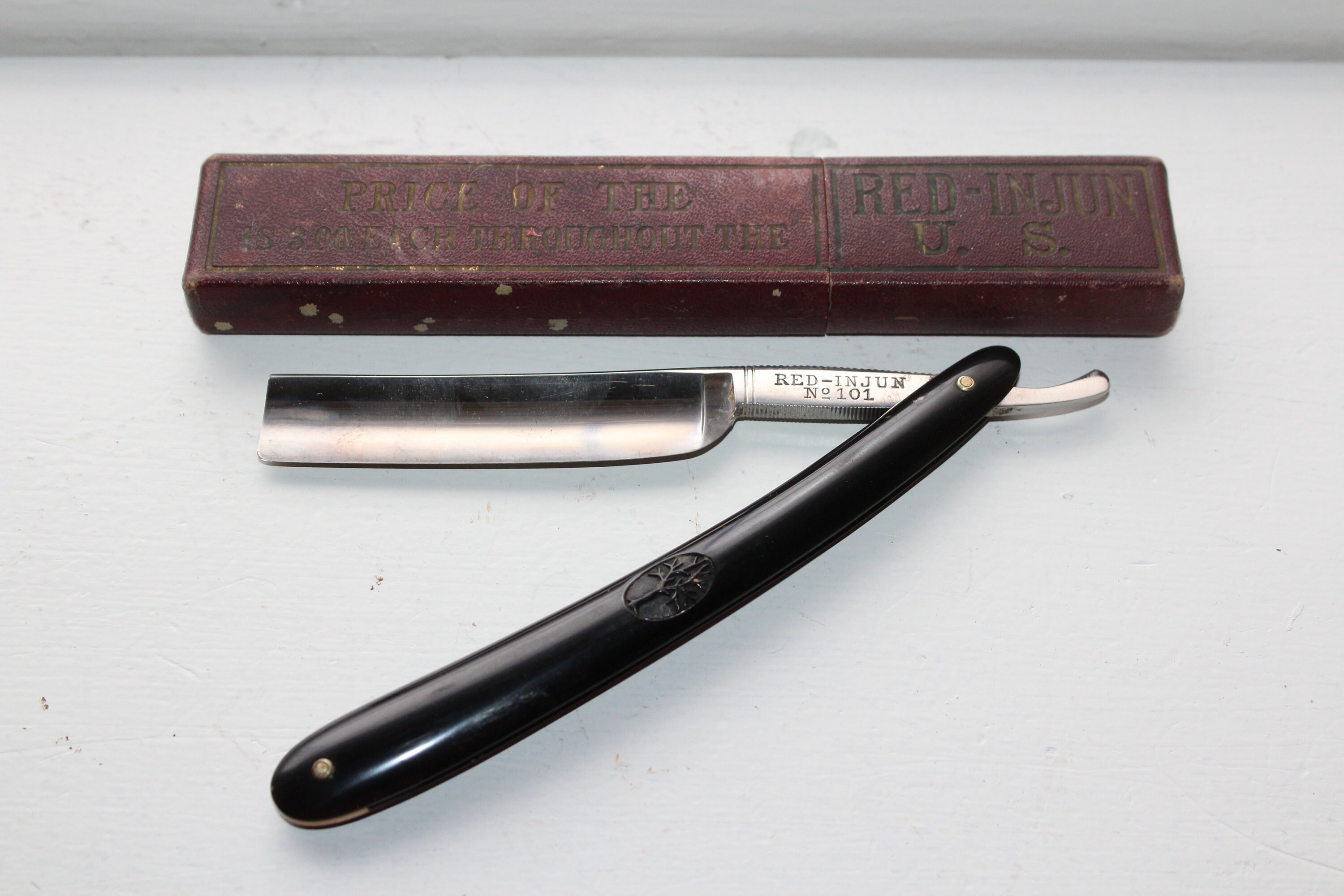7 Day Razor Set Red Injun Vintage Straight Razor H Boker & Co Red Injun No. 101