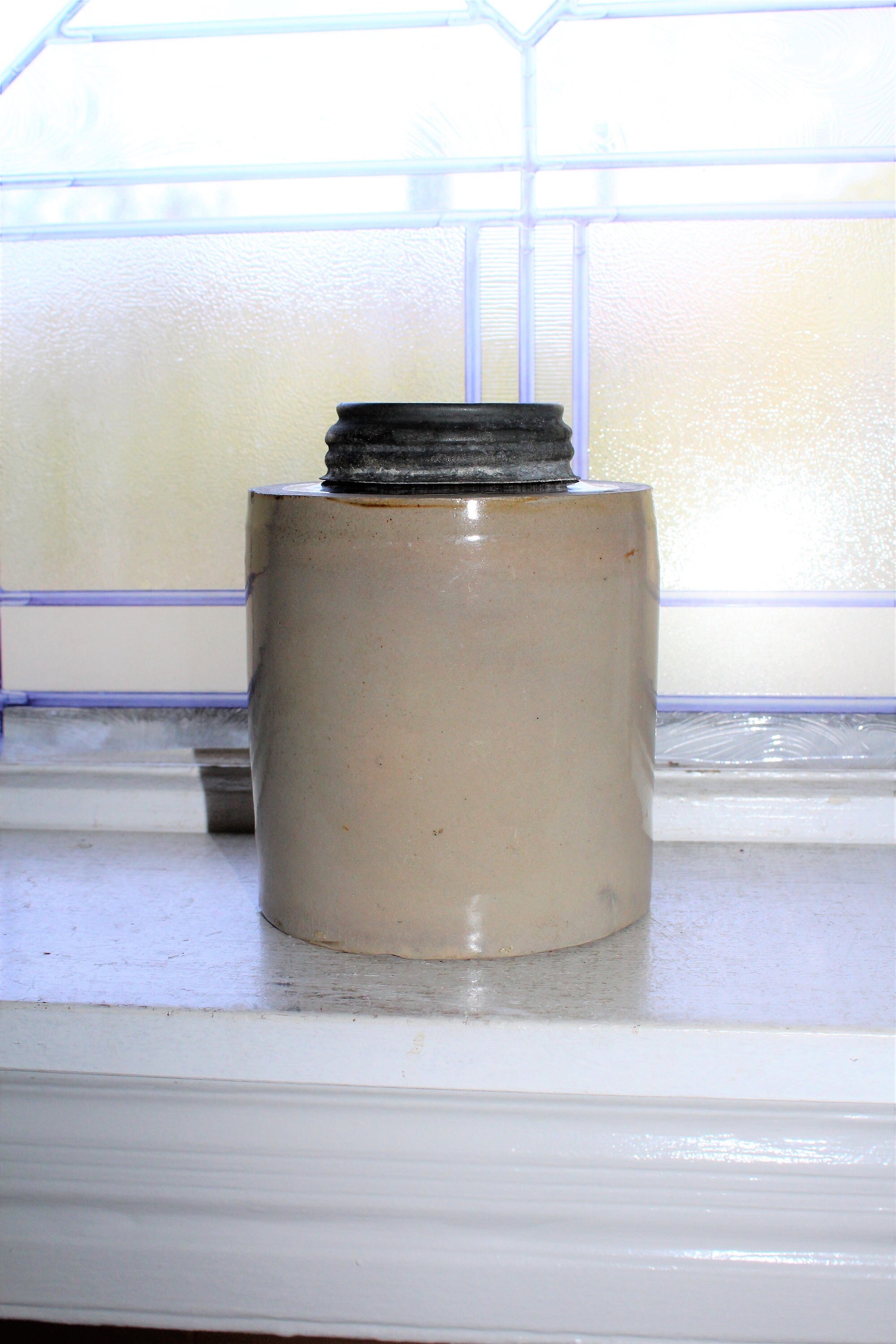 Antique Pottery Salt Glaze Stoneware Canning Jar 1800s