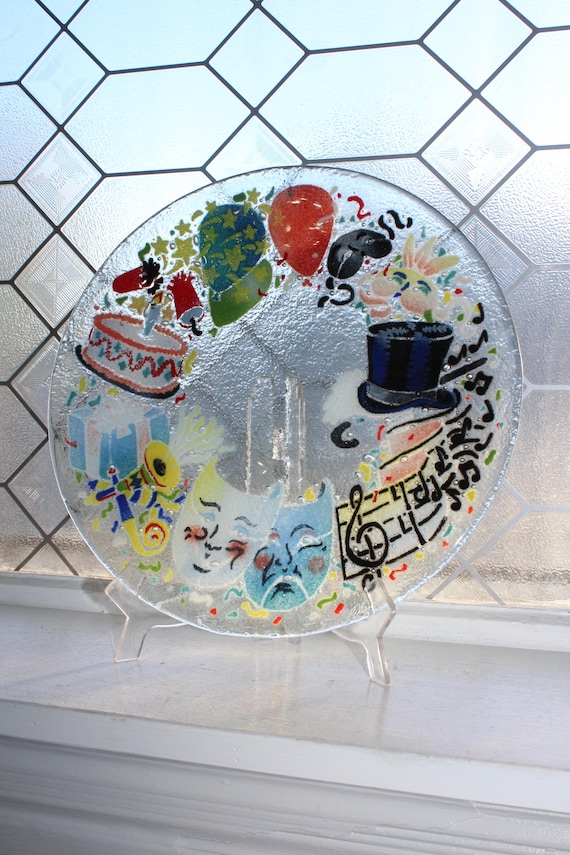 Large Peggy Karr Fused Glass Mardi Gras Celebration Platter - Etsy