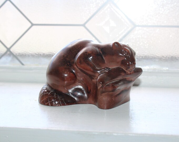 Vintage Carved Stone Sea Otter Figurine Thorn Arts Canada